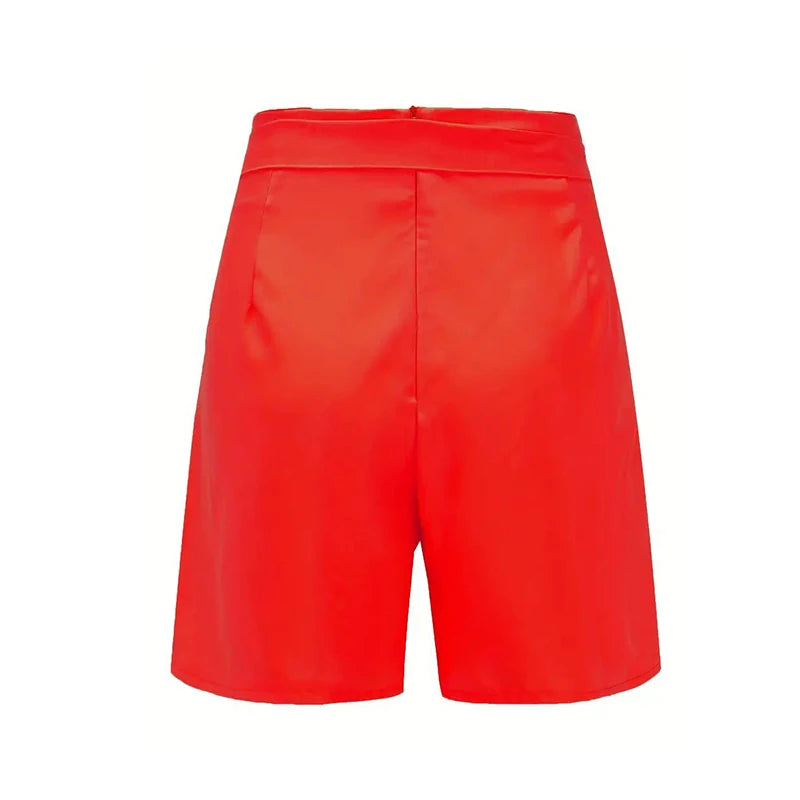Y2K High Waist Button Shorts – Tie Waist Beach Shorts for Women - 3KDyn